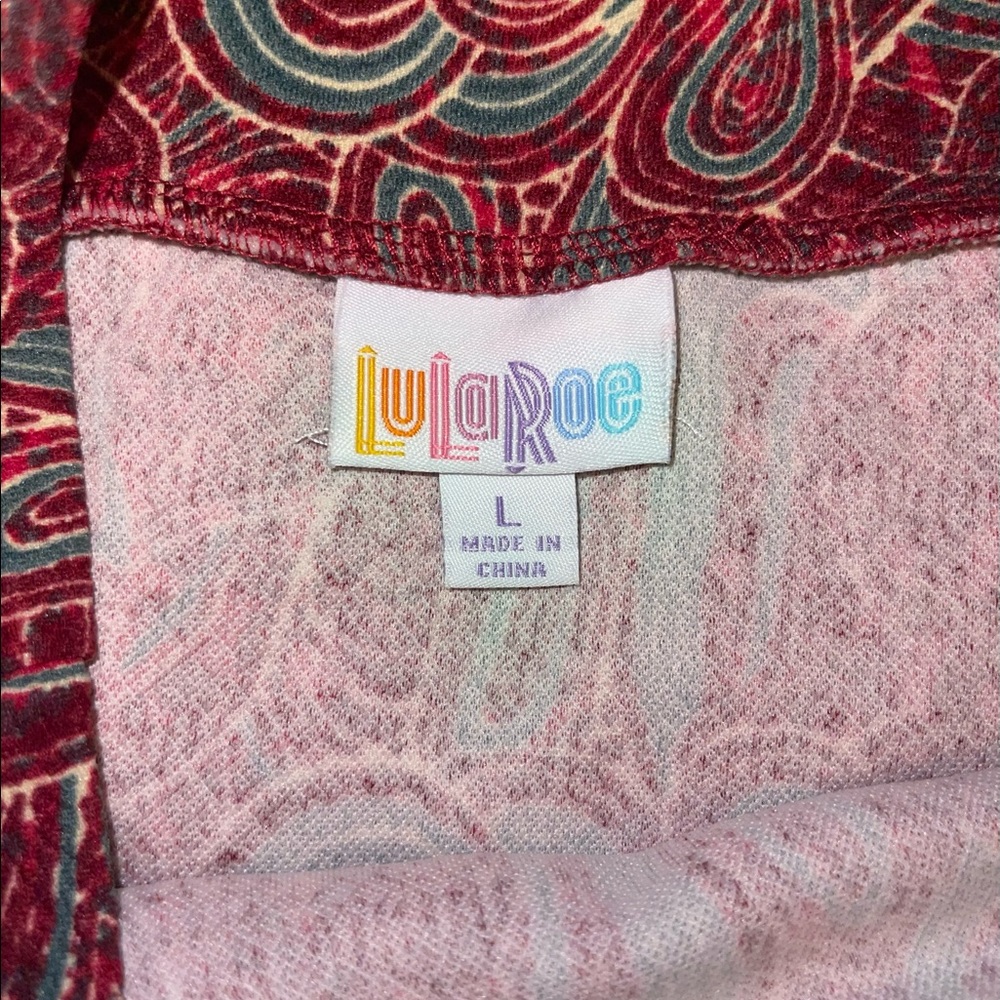 Lularoe fitted & stretchy type skirt, Size L in red and green EUC - Picture 12 of 15